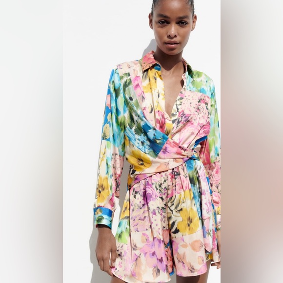 Zara Pants - Zara 2023 collection - patchwork print jumpsuit multicolored- size Large